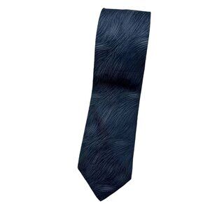VALENTINO Men's 100% Silk Necktie LUXURY Tie Navy Art Logo W:3.8" EUC